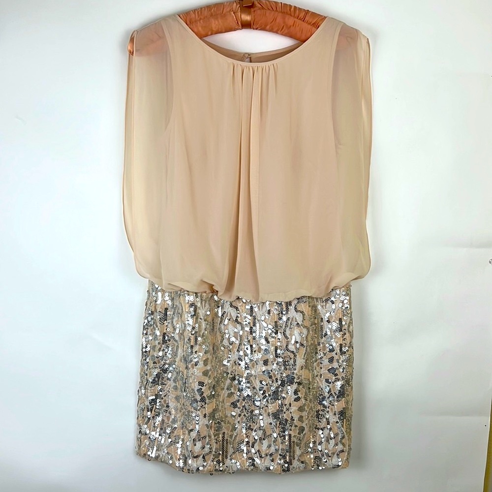 AIDAN MATTOX Women's Blouson Gilt-sequined Cocktail Dress 6